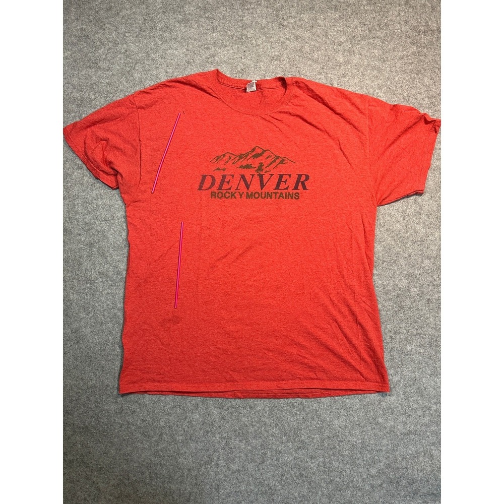 Fruit of the Loom Denver Rocky Mountains T-Shirt Mens XL Red Heathered Graphic‎